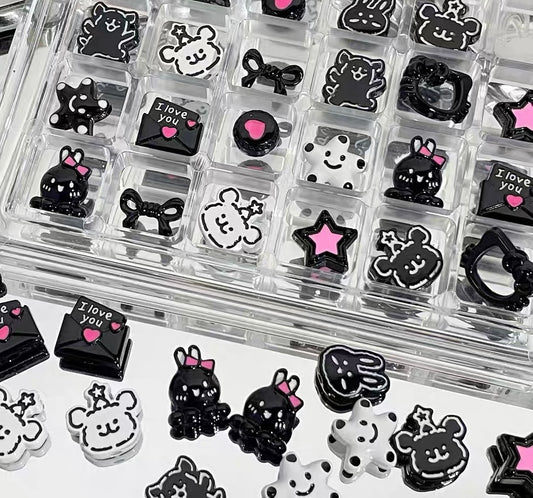 Black and Pink Series Acrylic Color-Blocking Beads