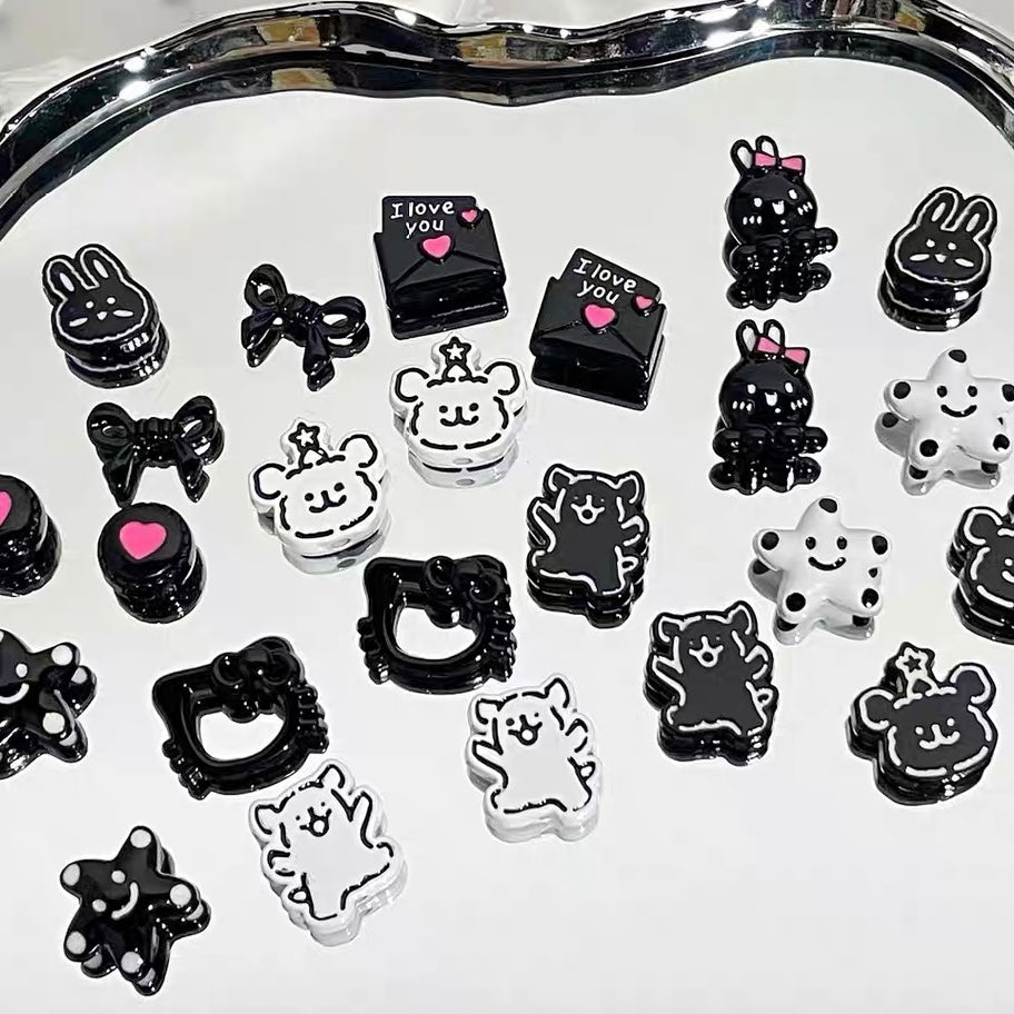 Black and Pink Series Acrylic Color-Blocking Beads
