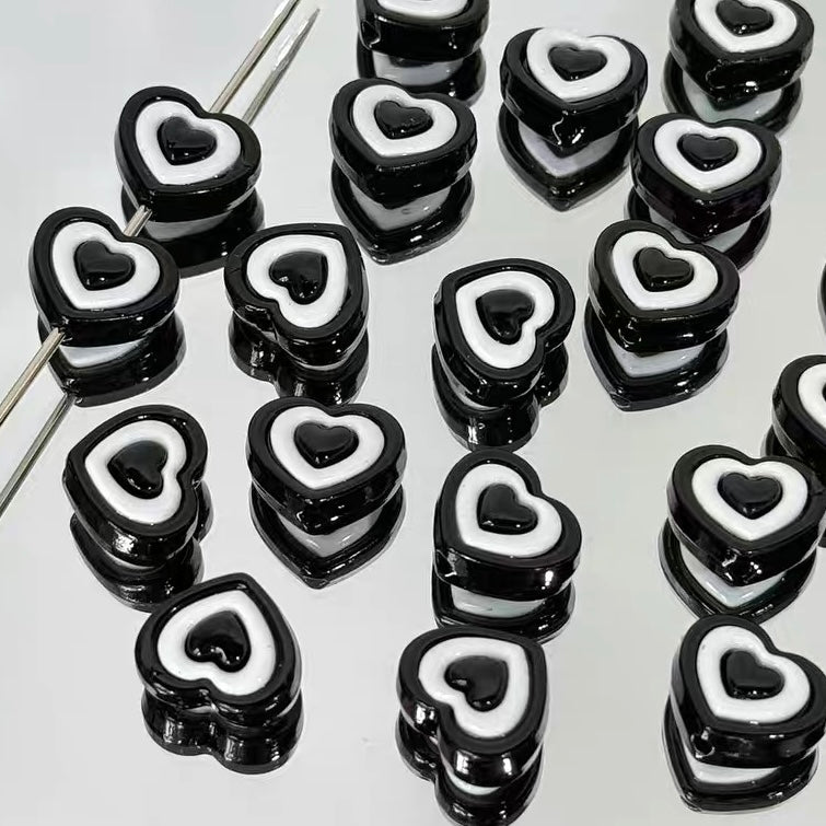 Black and Pink Series Acrylic Color-Blocking Beads