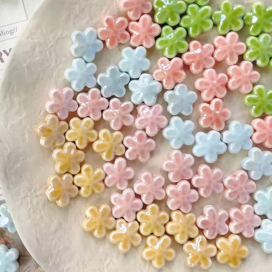 Colorful Ceramic Flower Beads