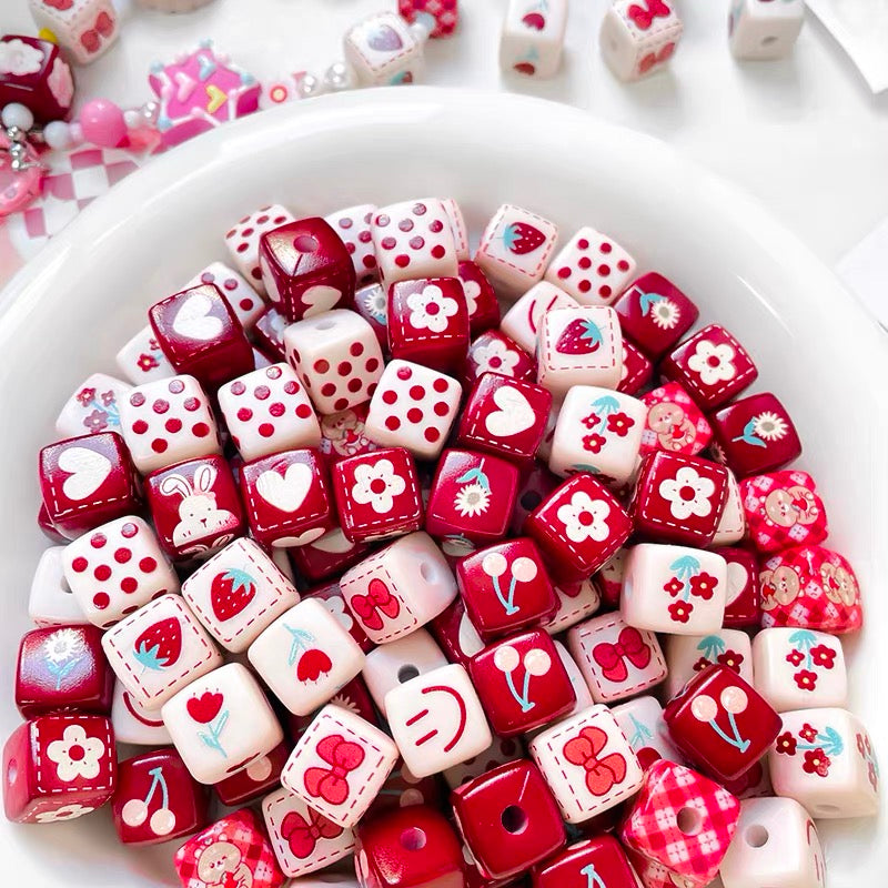 Cute Rabbit Acrylic Square Beads