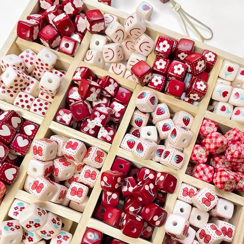 Cute Rabbit Acrylic Square Beads