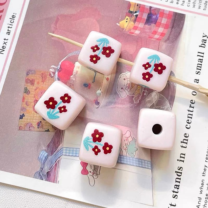Cute Rabbit Acrylic Square Beads