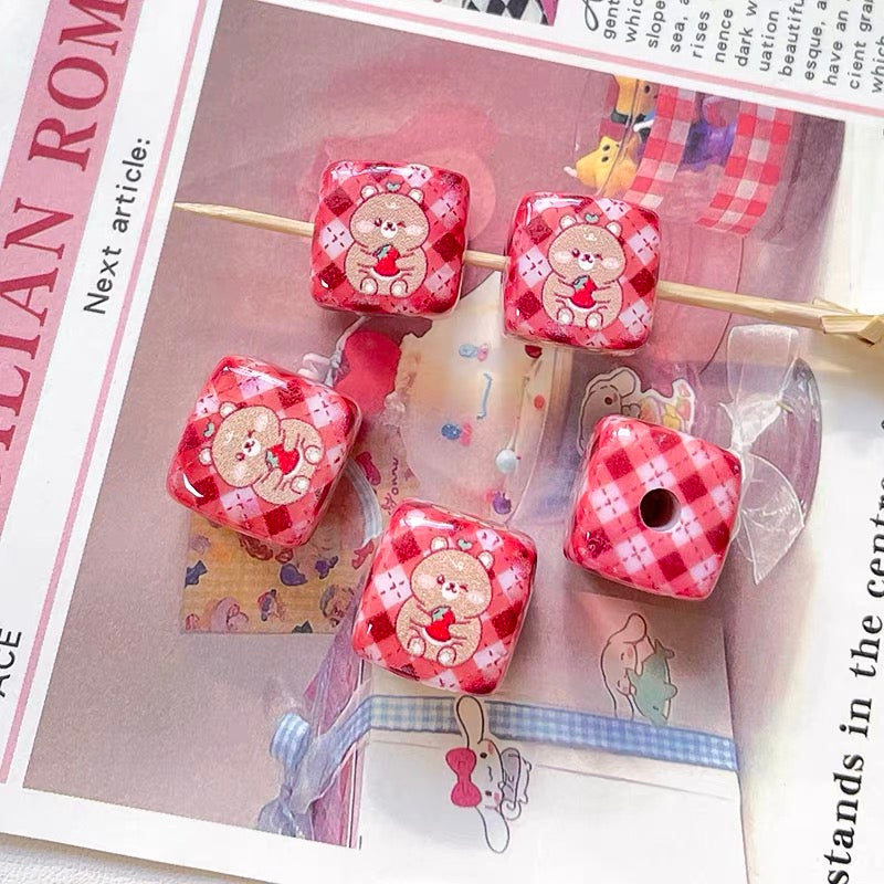 Cute Rabbit Acrylic Square Beads