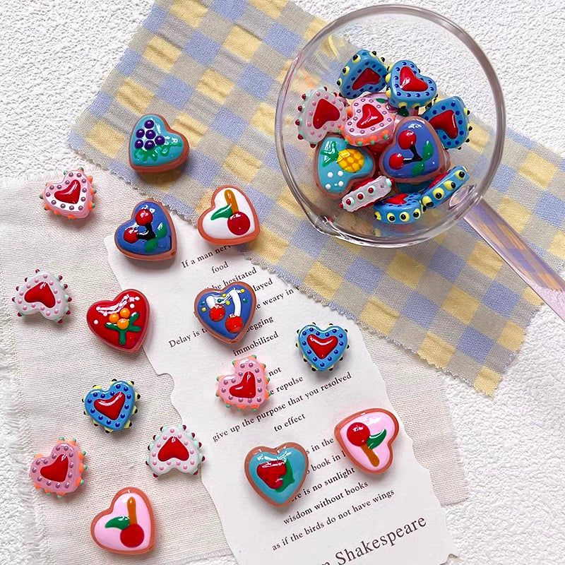 Love-themed Polka Dot Dopamine-color Glazed Beads