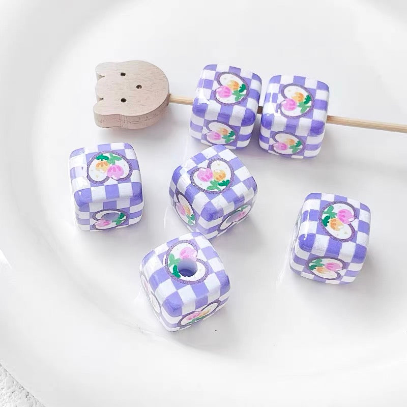 Flower Hand-Painted Acrylic Beads