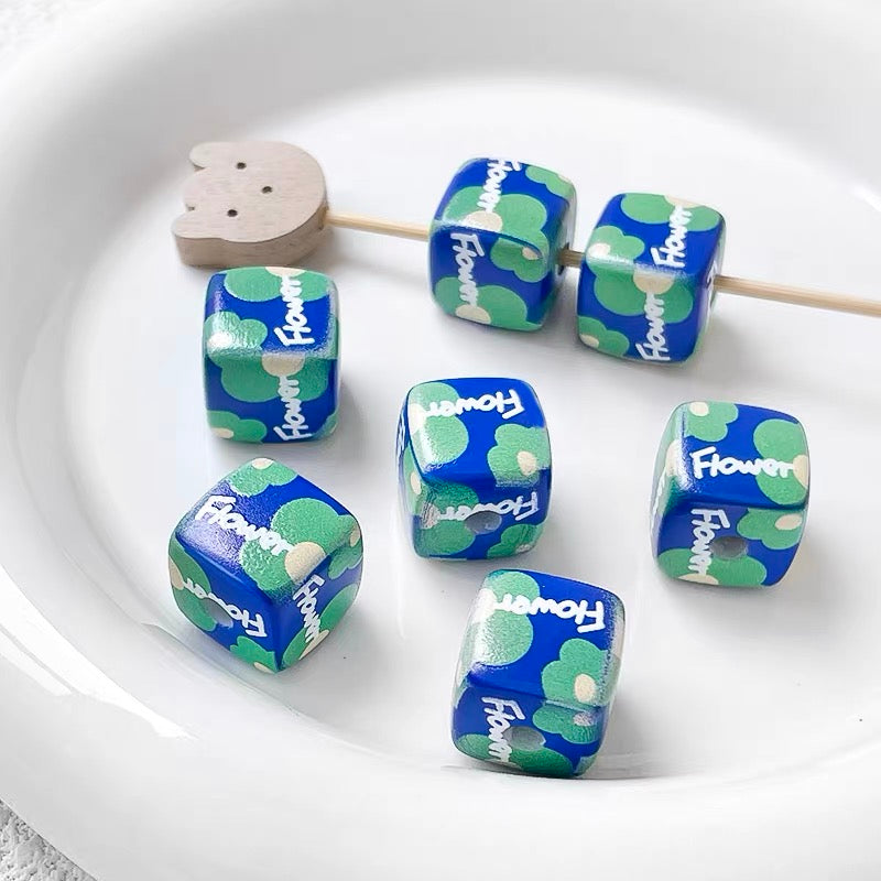 Flower Hand-Painted Acrylic Beads