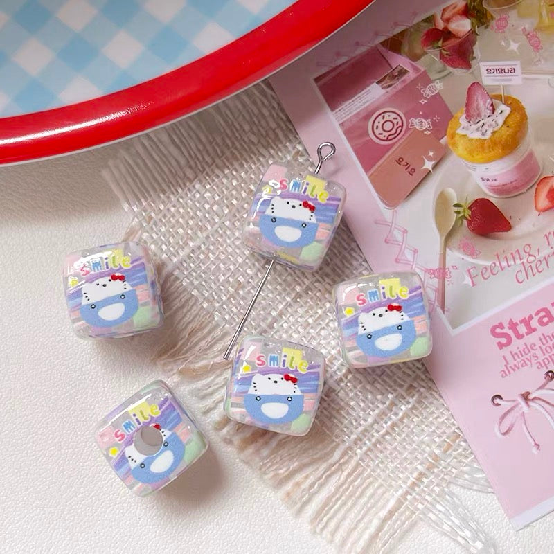 Flower Handbags & HK Rainbow Acrylic Cube Beads