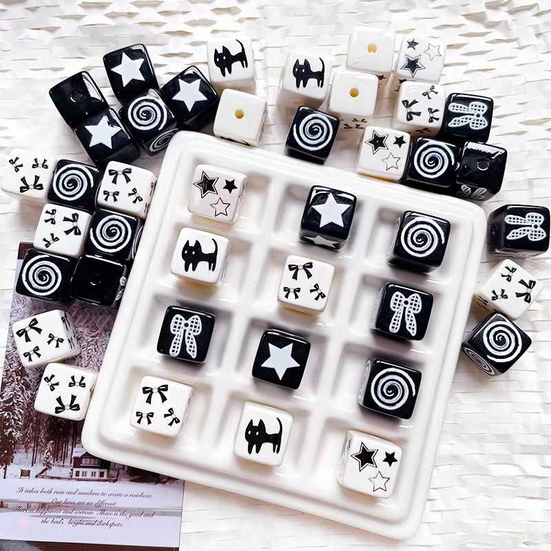 Black and White Series Acrylic Cube Beads
