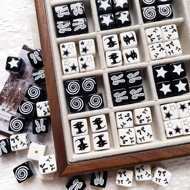 Black and White Series Acrylic Cube Beads