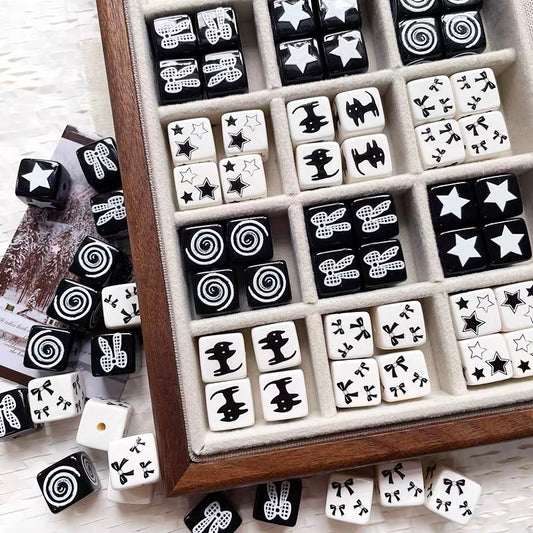 Black and White Series Acrylic Cube Beads