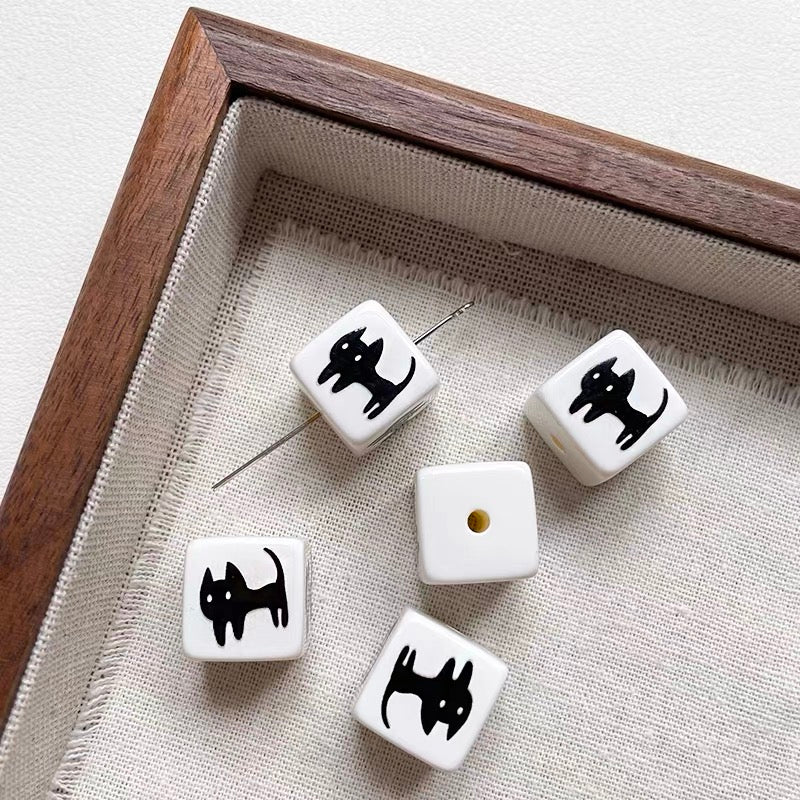 Black and White Series Acrylic Cube Beads