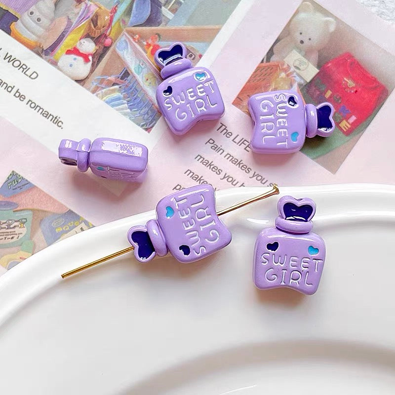 Perfume Bottle Enameled Alloy Beads