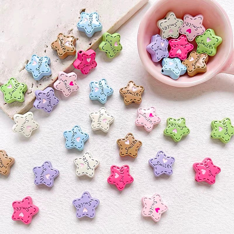 Colorful Smile Star Alloy Enameled Beads