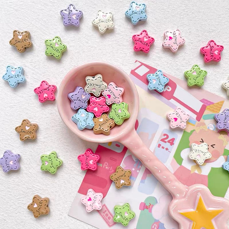 Colorful Smile Star Alloy Enameled Beads
