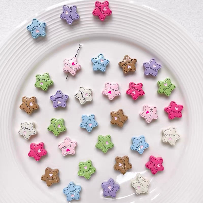 Colorful Smile Star Alloy Enameled Beads