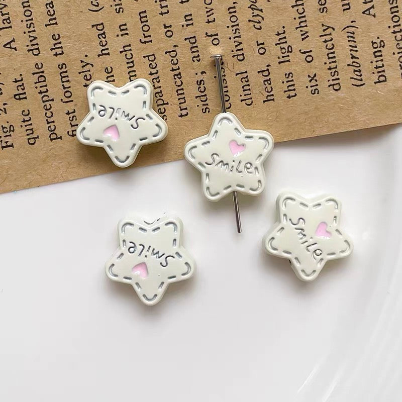 Colorful Smile Star Alloy Enameled Beads