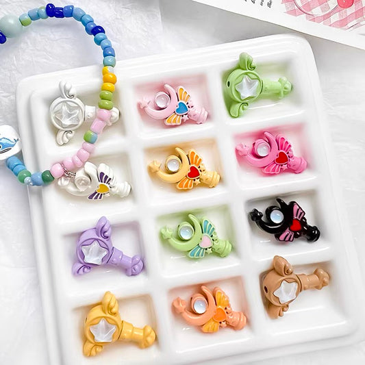 Cartoon Sailor Moon Magic Wand Alloy Enameled 3D Beads
