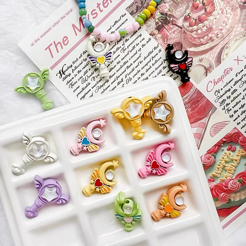Cartoon Sailor Moon Magic Wand Alloy Enameled 3D Beads