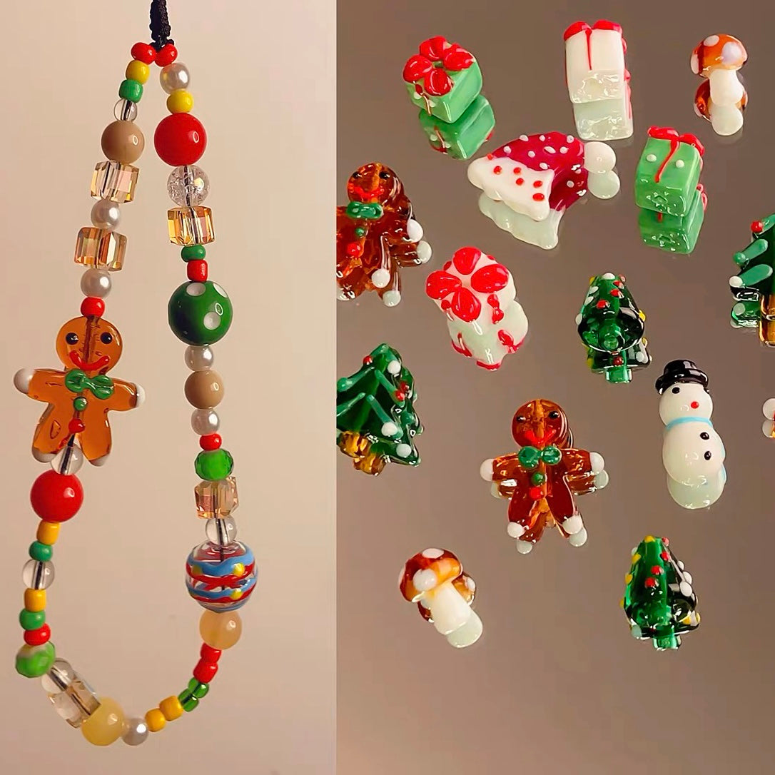 Christmas Series Hand-painted Colored Glaze Beads