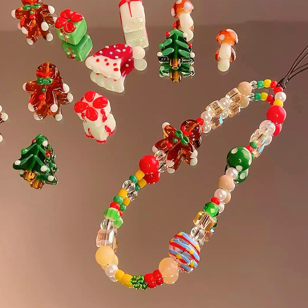 Christmas Series Hand-painted Colored Glaze Beads