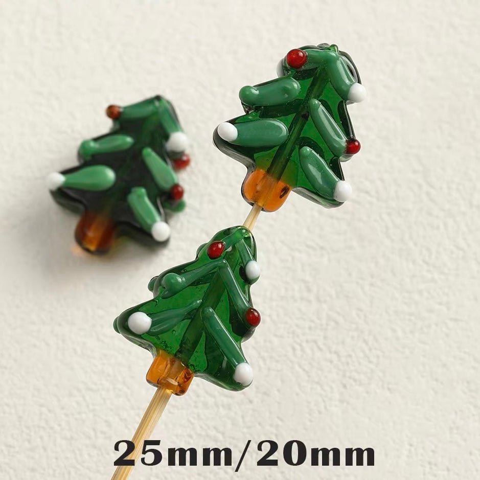 Christmas Series Hand-painted Colored Glaze Beads