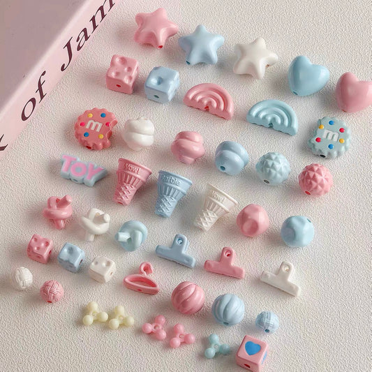 Pink-Blue Series Enameled Beads