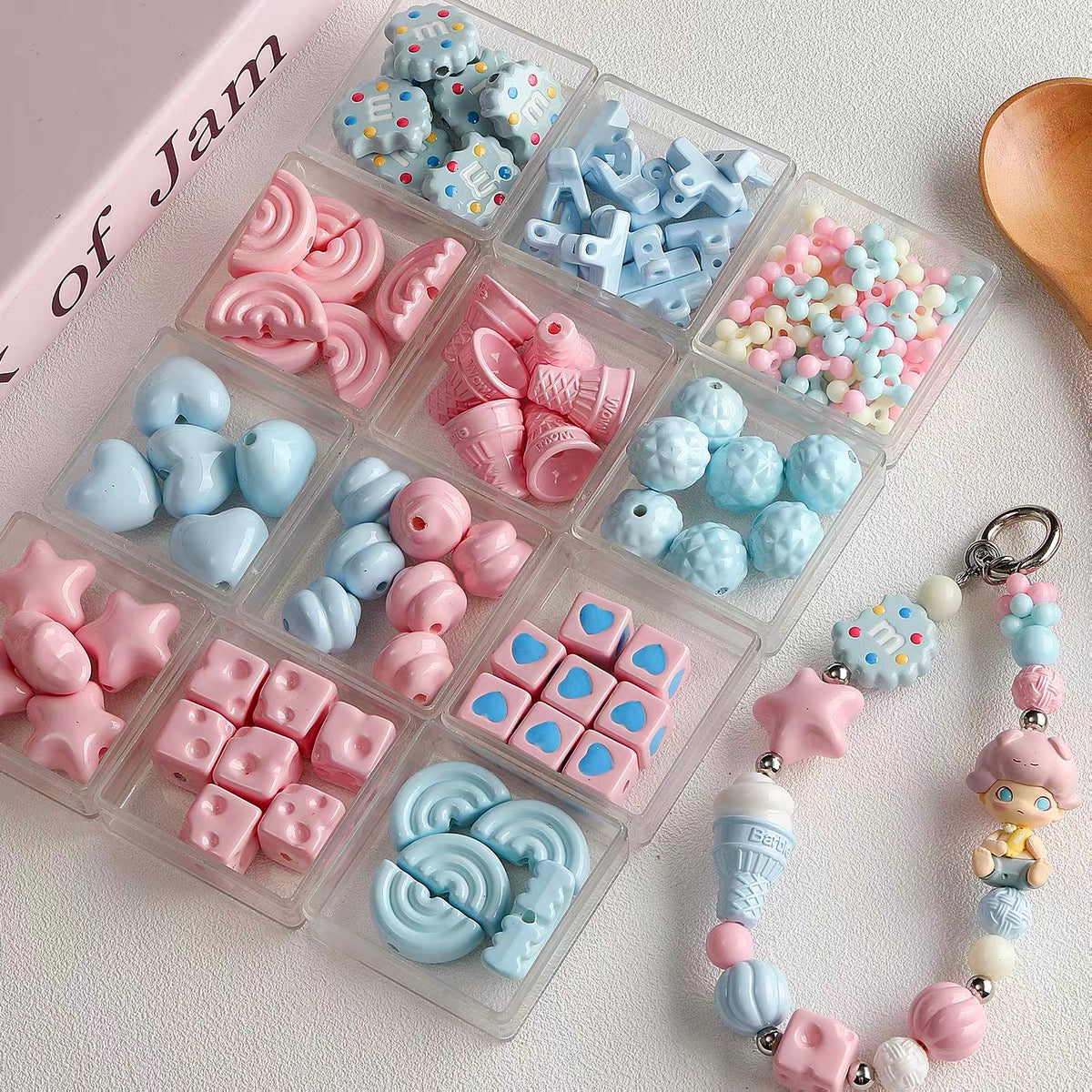 Pink-Blue Series Enameled Beads