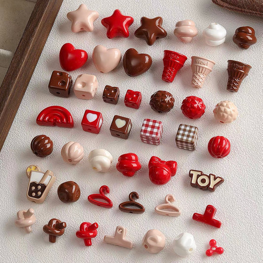 Red-Brown Series Acrylic Painted Beads