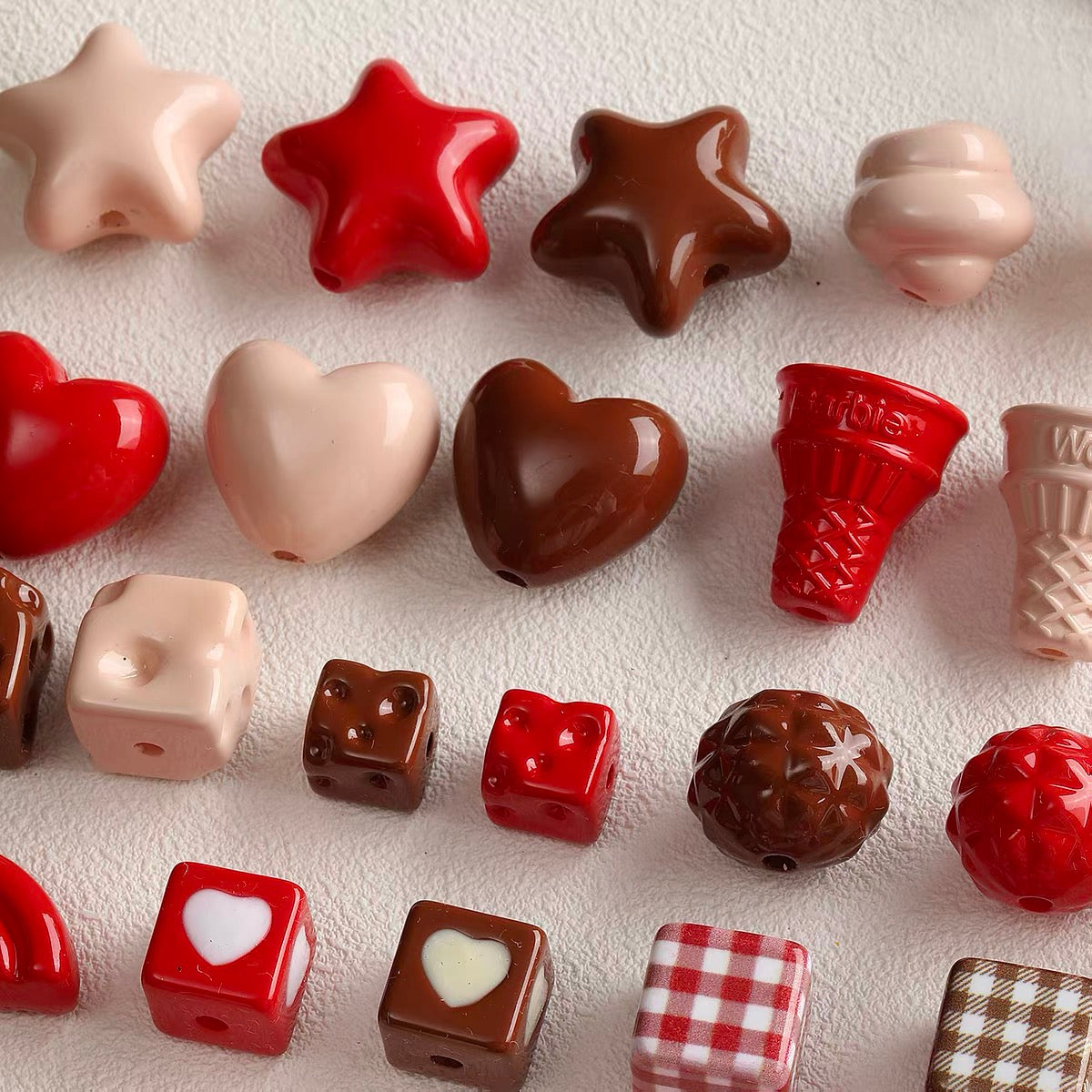 Red-Brown Series Acrylic Painted Beads