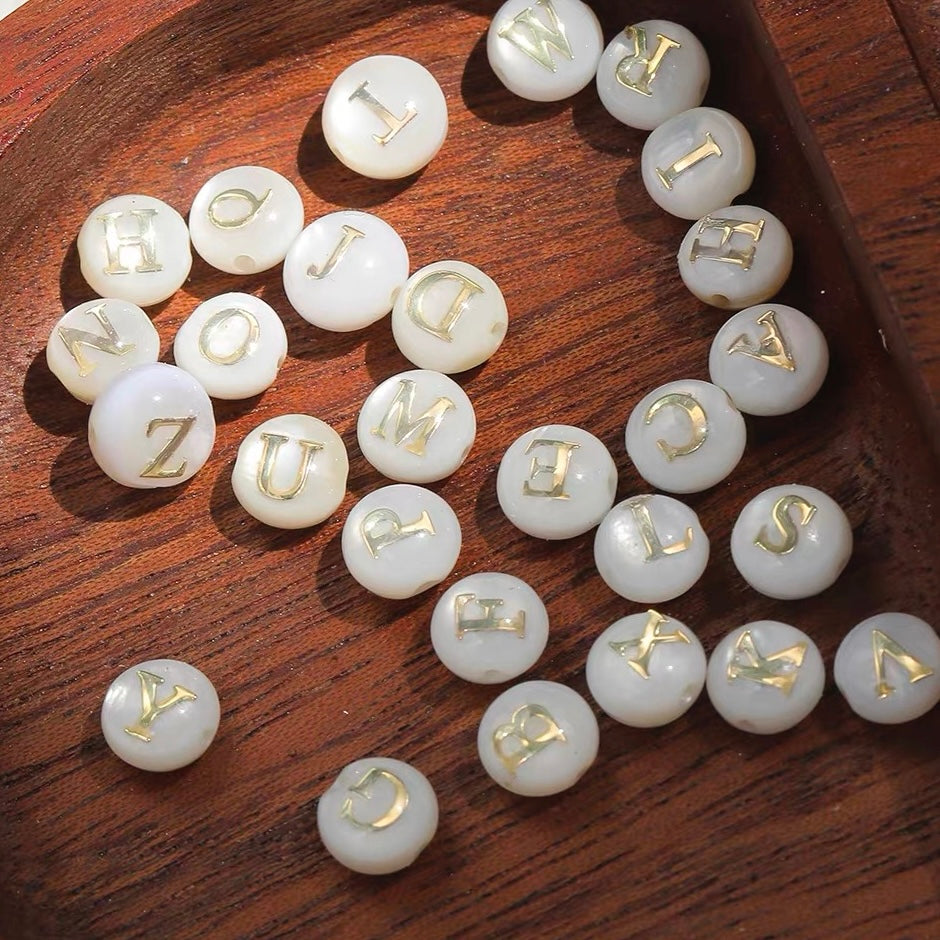 24-Letter Trochus Round Shell Beads