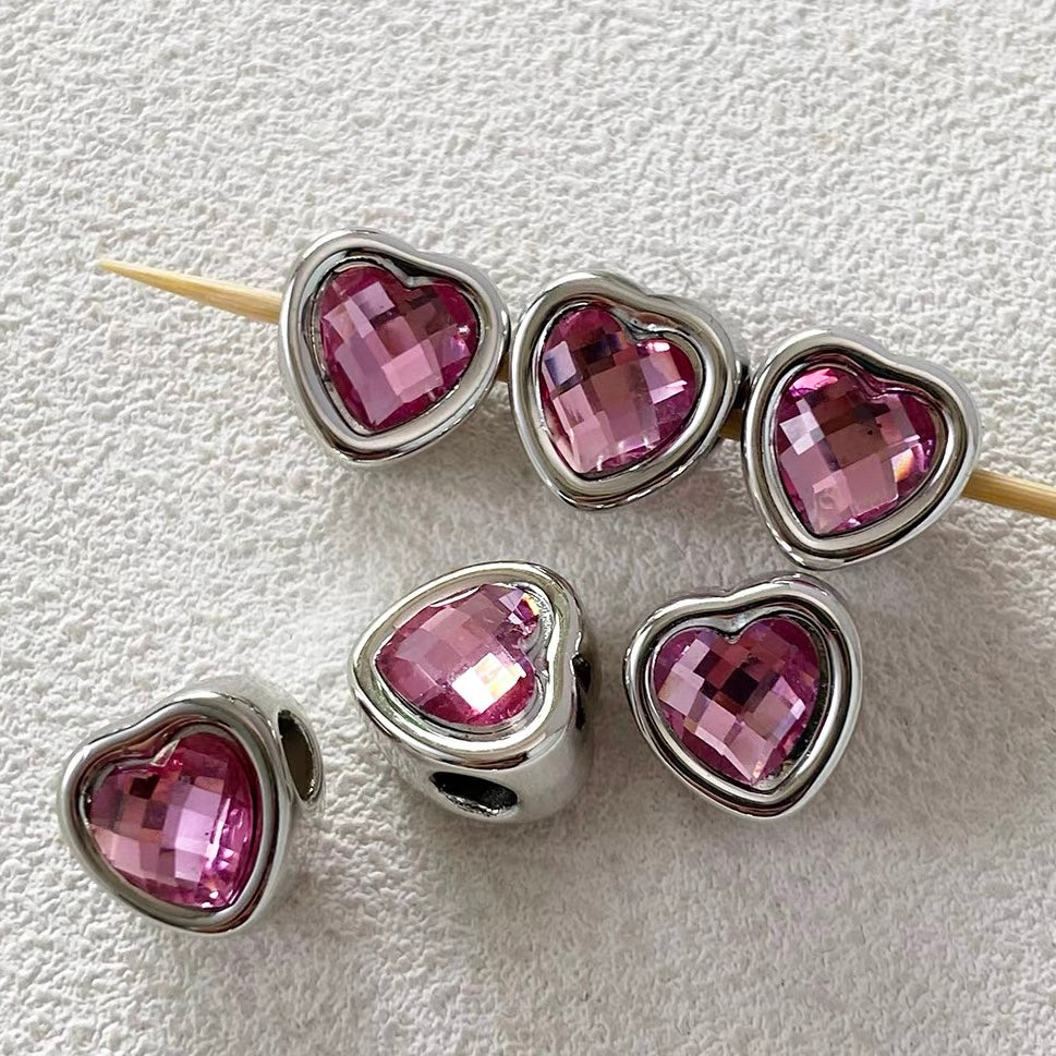 Versatile Heart-Shaped Colored Diamond Beads