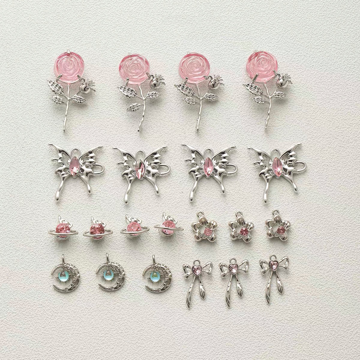 Titanium Steel Pendant Beads with Rose and Butterfly Designs