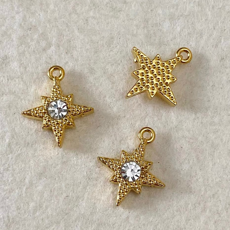 Titanium Steel Pendant Beads Plated with Real Gold and Inlaid with Natural Stones