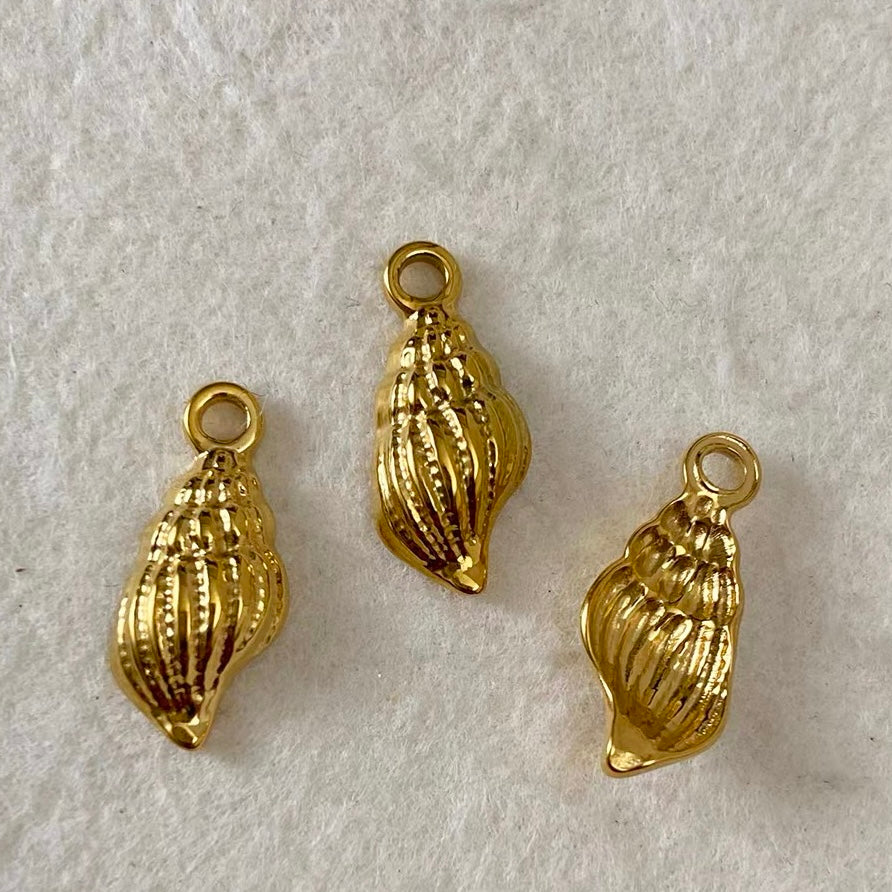 Titanium Steel Pendant Beads Plated with Real Gold and Inlaid with Natural Stones