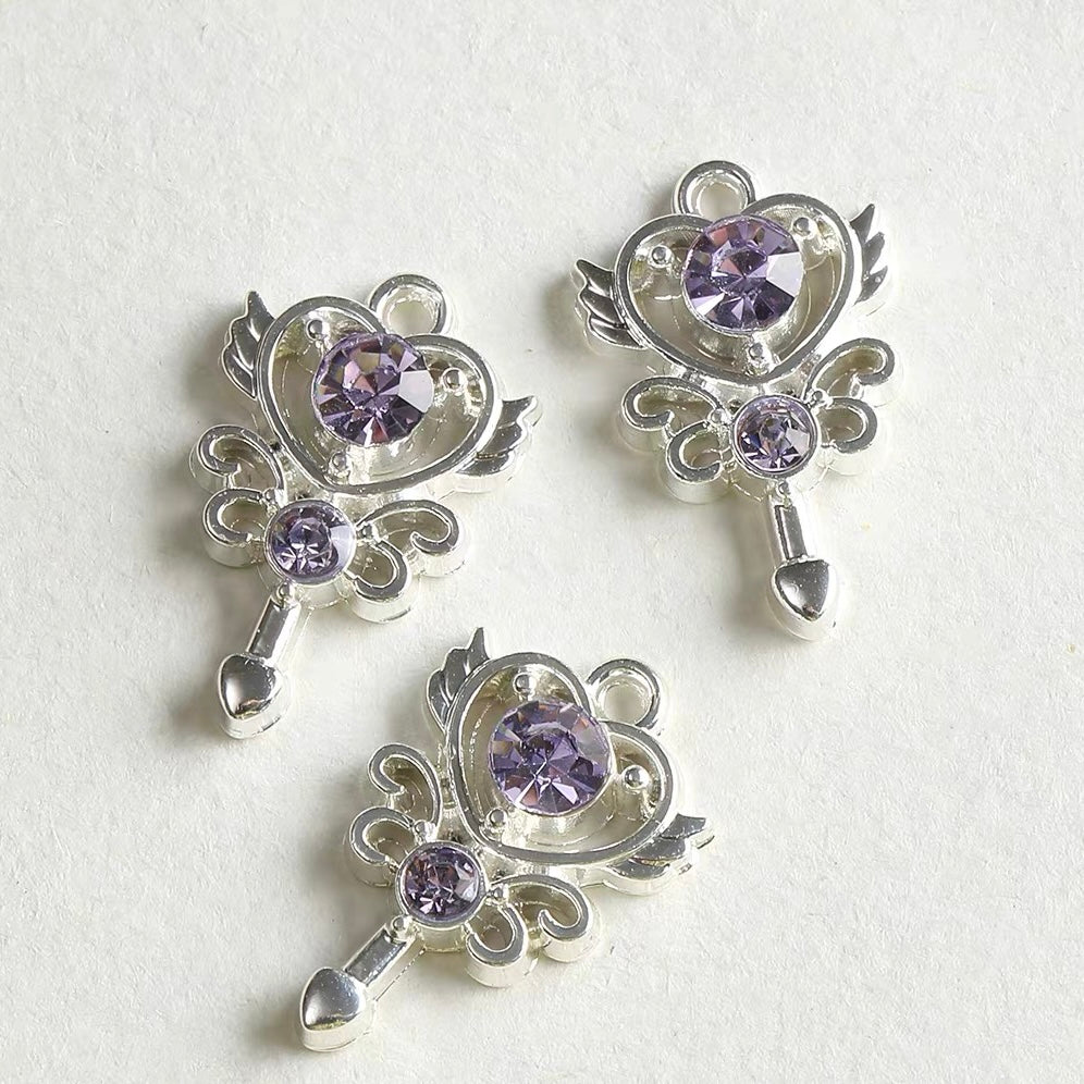Alloy Diamond-Inlaid Butterfly Fairy Wand Pendant Beads