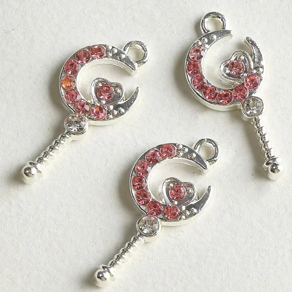 Alloy Diamond-Inlaid Butterfly Fairy Wand Pendant Beads