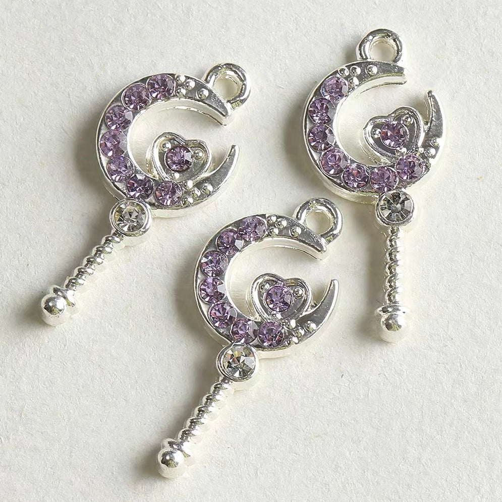 Alloy Diamond-Inlaid Butterfly Fairy Wand Pendant Beads