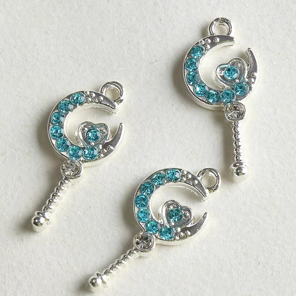 Alloy Diamond-Inlaid Butterfly Fairy Wand Pendant Beads