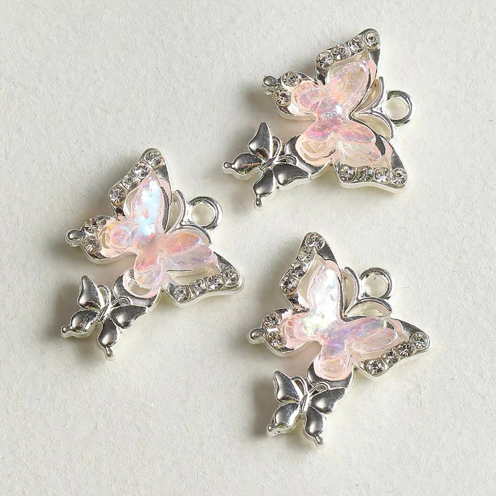 Alloy Diamond-Inlaid Butterfly Fairy Wand Pendant Beads