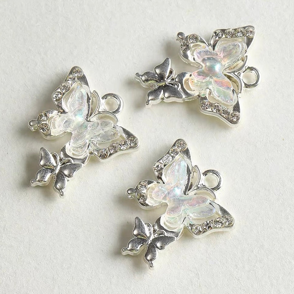 Alloy Diamond-Inlaid Butterfly Fairy Wand Pendant Beads