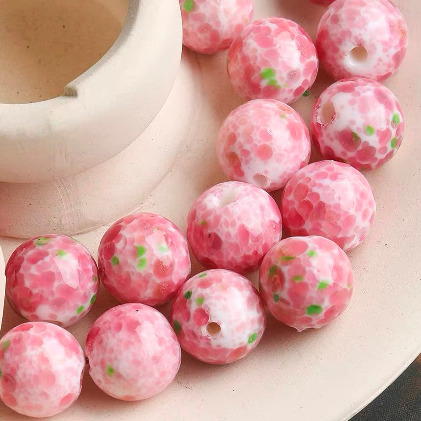 Flower-patterned Colored Glaze Beaded String