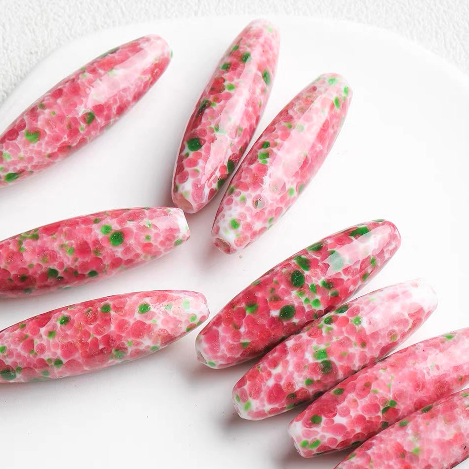 Flower-patterned Colored Glaze Beaded String