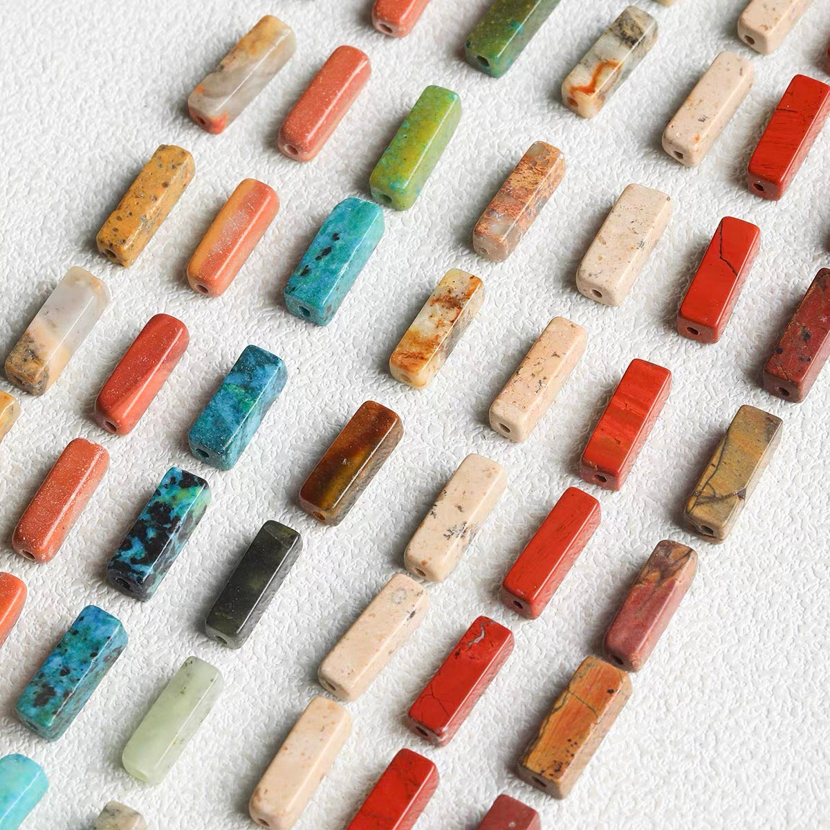 Vintage Square Tube Natural Stone Beaded String