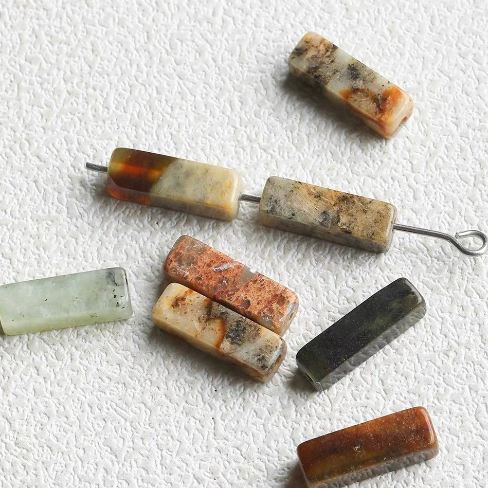 Vintage Square Tube Natural Stone Beaded String
