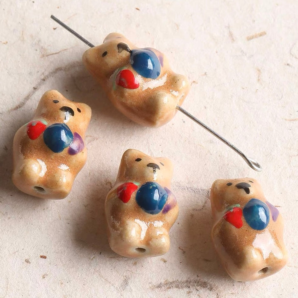 Hand-painted Ceramic & Colored Glaze Beaded String with Enamel