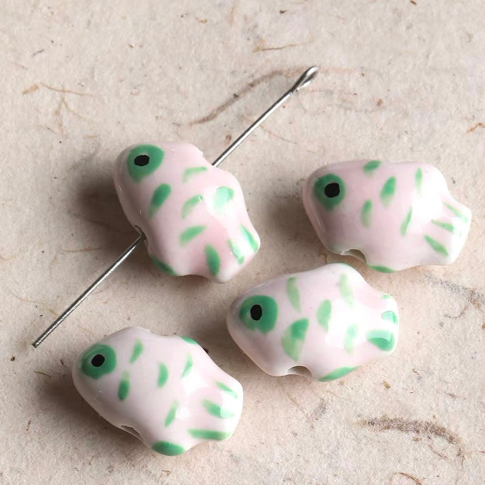 Hand-painted Ceramic & Colored Glaze Beaded String with Enamel