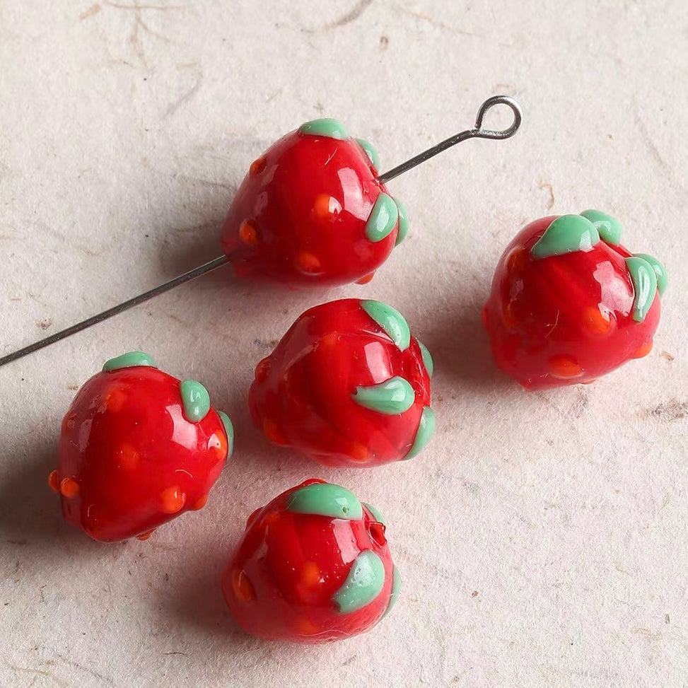 Hand-painted Ceramic & Colored Glaze Beaded String with Enamel