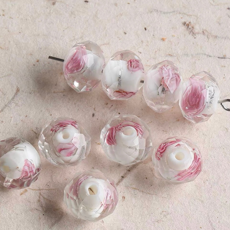 Hand-painted Ceramic & Colored Glaze Beaded String with Enamel