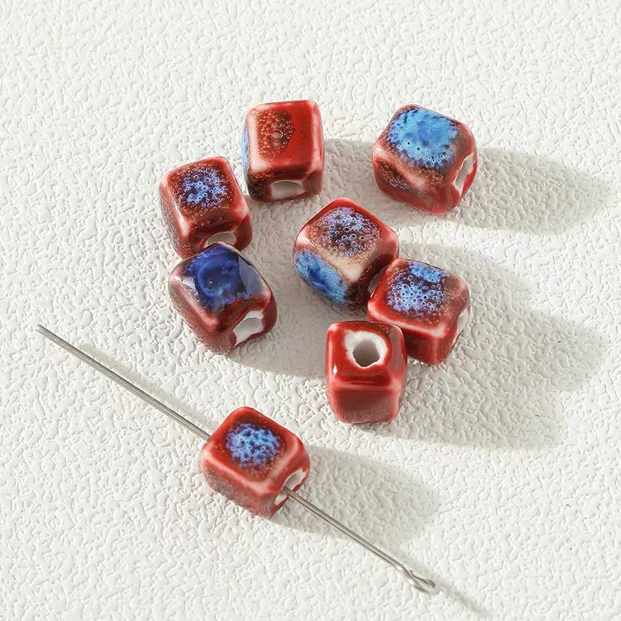 Red Series Flower-glazed Ceramic Beaded String